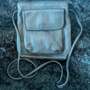 Fossil Dark Leather Crossbody Bag